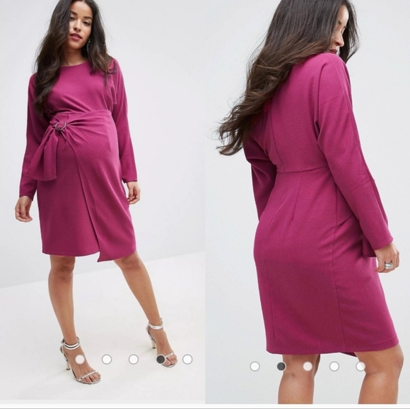 ASOS Maternity Dresses & Skirts - ASOS NWT Pink Maternity Wrap Skirt Longsleeve Dress 10